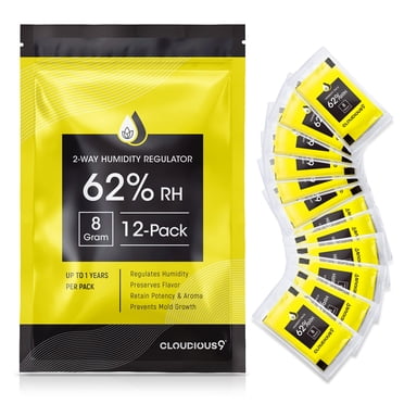 Régulateur d'Humidité à 62 % à 2 Voies, Lot de 8 Grammes - Lot de 12 pour Humidificateurs, Herbes, Fleurs - Sac Scellé Individuellement - Solution pour une Humidification Pratique