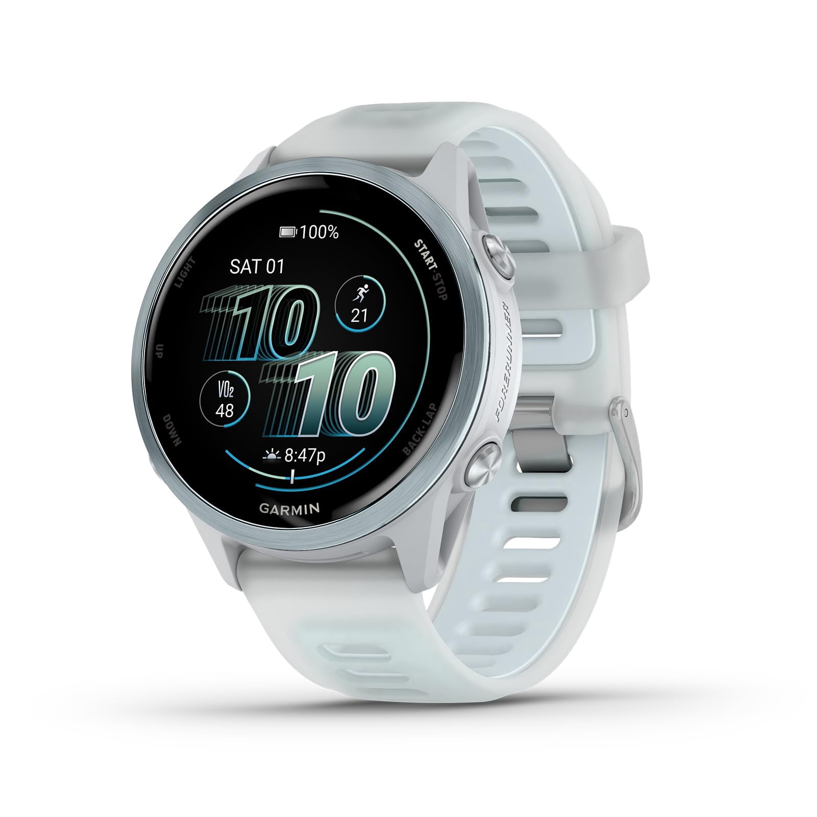 Garmin® Forerunner® 570, 42mm, Advanced GPS Running and Triathlon Smartwatch, AMOLED Display, Training and Recovery Features, Raspberry Aluminum with Translucent Bone/Mango Band
