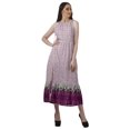 thumbnail image 2 of Moomaya Robe Imprimée Femme Fête Mariage Tenue de Fête Col Licou Robe Maxi en Rayonne, 2 of 4