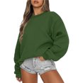 thumbnail image 1 of Mefallenssiah Mode Femmes Décontracté à Manches Longues Col Rond Chandail Ample pour Dames Hauts Blouse Vert G, 1 of 4
