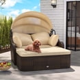 thumbnail image 2 of Costway Patio PE Rattan Daybed with Retractable Canopy Soft Cushions and Extra Pillows, 2 of 10