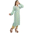 thumbnail image 3 of Moomaya Kurti Ligne A à Manches Longues Imprimées pour Femmes, Rayonne Froissée, Blouse Ethnique Indienne de Designer, 3 of 7