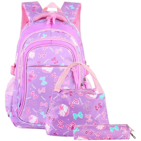 School bag, school backpack for girls, school bag, backpack, children's daypack, 3 parts for school and leisure, purple