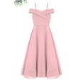 thumbnail image 3 of YONGHS Robe de Demoiselle d'Honneur à Épaules Dénudées pour Fille, Bretelles Spaghetti, Coupe Trapèze, Chiffon, Longue Robe Formelle Rose 8, 3 of 6