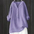 thumbnail image 3 of 2025 T-Shirts Longs Amples Unis pour Femmes Grandes Tailles Texture Lin Chemises pour Femmes Robe, 3 of 4