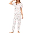 thumbnail image 1 of Innerwin Pajamas Set Plaid Printed Ladies Sleepwear Home Color Block Basic Nightwear Flamingo XL, 1 of 4