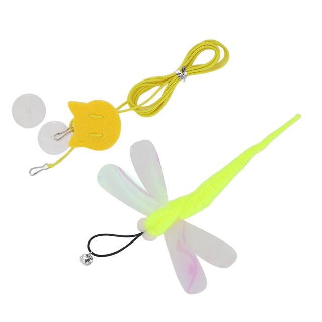 Door Hanging Cat Toy, Cat Hanging Toy Bell Adjustable Plush For Cat Tease Cat Rope And Yellow Small Eye Sequined Dragonfly