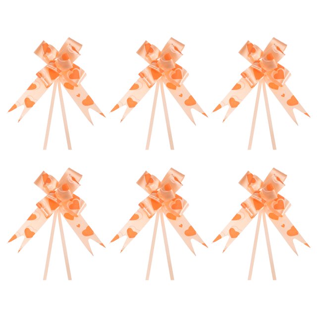 Unique Bargains 3.3inch Pull Bows Gift Wrapping Pull Bow Heart Pattern Baskets Present Bows Ribbon Orange 100 Pcs
