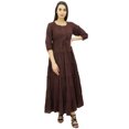 thumbnail image 2 of Bimba Robe Maxi d'Été en Coton à Manches 3/4 pour Femme, Taille à Cordon, 2 of 8