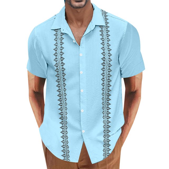 BOBOGOJP Robe Slim Homme Chemises Regular Fit Manches Courtes Casual Button Down Chemises, Blue S