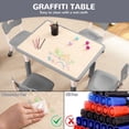 thumbnail image 3 of Eastvita Table Chairs Set Toddler Height - Adjustable Desk with Graffiti Desktop 4 Seats, 3 of 4