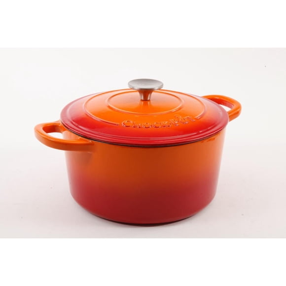Crock-Pot Artisan 5 Qt Enameled Cast Iron Dutch Oven W/Lid, Sunset Orange, Round