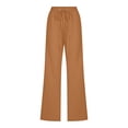 thumbnail image 4 of Timegard Cotton Linen Pants for Women Elastic Waisted Drawstring Straight Leg Lounge Pants with Pockets, 4 of 6