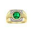 thumbnail image 1 of RYLOS Mens Rings 14K Yellow Gold Designer Round Gemstone &  Sparkling Diamond Ring Emerald May Birthstone Rings For Men, Men's Rings, Gold Rings Sizes 8 - 13, 1 of 6