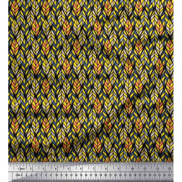 Soimoi Rayon Fabric Leaves Small Printed Craft Fabric by The Yard 42 Inch Wide