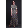 thumbnail image 4 of Bimba Rayon Circle & Triangle Geometric Smocked Waist Printed Gown Maxi Side Slit LadiesDress-Small, 4 of 6