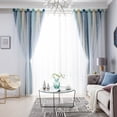 thumbnail image 2 of Yeacher Rideau 2 Pcs Dégradé Simple à Étoiles Ajourées Double Couche Occultant Chambre Salon Rideau Isolant, 2 of 8