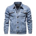 thumbnail image 2 of Veste en Denim Homme Mode Décontractée Veste en Denim Extérieur Veste à Simple Boutonnage Veste de Travail, 2 of 9