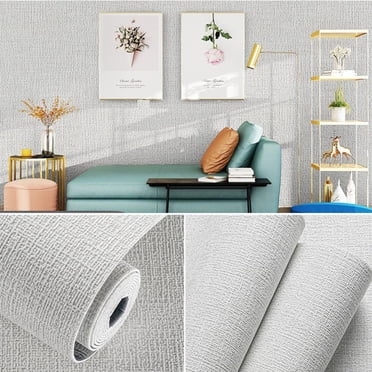 Papier Peint Autocollant Pelable en Tissu, Papier Auto-Adhésif en Lin, Amovible, Dosseret de Cuisine pour Foyer, Mur, Porte, Dessus de Comptoir (19,7 Pouces x 110 Pouces)