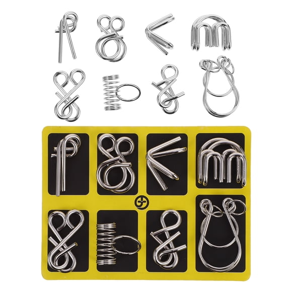 KAKOWELY Ring Puzzle 2 Sets Funny Intelligence Buckle Ring Toys Unlock Game Ring (English Edition)1.97"X1.18"X0.2"