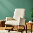 thumbnail image 3 of Gymax Rocking Chair High Back Upholstered Lounge Armchair w/ Side Pocket Beige, 3 of 10