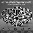 thumbnail image 2 of Wheel Cover Kit, 14 Inch Hubcaps Set of 4 Automotive Hub Caps with Universal Snap-On Retention Rings, 2-Tone ABS Plastic Black and Silver Rim Covers for All Makes, Models (SG-5083-DP-14), 2 of 7