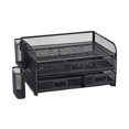 thumbnail image 3 of Document File Tray Rack Documents Storage Shelves Office Accessories Organization Paper Letter Tray Metal Magazine Desk Organizer for Home with Pencil Holders, 3 of 10