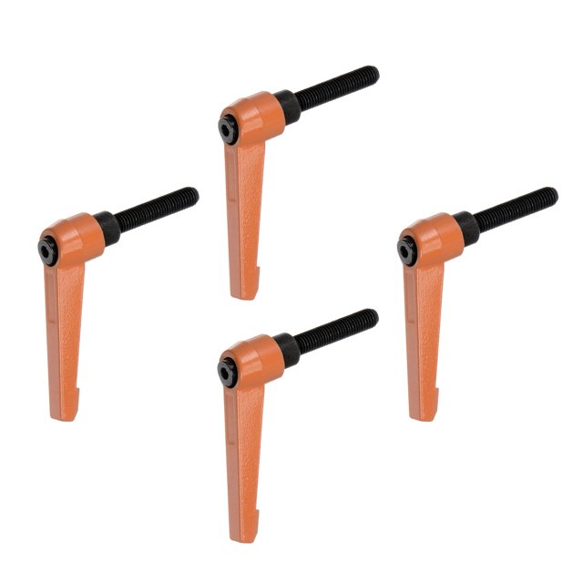 Unique Bargains 4 Pack M8 x 30mm Male Threaded Stud Adjustable Clamping Lever Handle Bolt Knob Orange