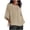 Beige, variant on hotojiny Oversized Tshirts for Women Cotton Linen Plus Size Scoop Neck Top Casual 3/4 Sleeve Striped Breathable Tee Lightweight Side Slit Clothes