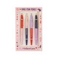 thumbnail image 1 of WORLD TRAVELER Free Period Press OMG Fun Pens Set Of 4 Clicker Ballpoint Pens With Inspiring Quotes In Gift Box, 1 of 3