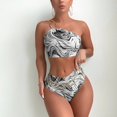 thumbnail image 3 of Womens Two Piece Swimsuits One Shoulder Print Bathing Suit High Waisted Bikini Swimwear, 3 of 6
