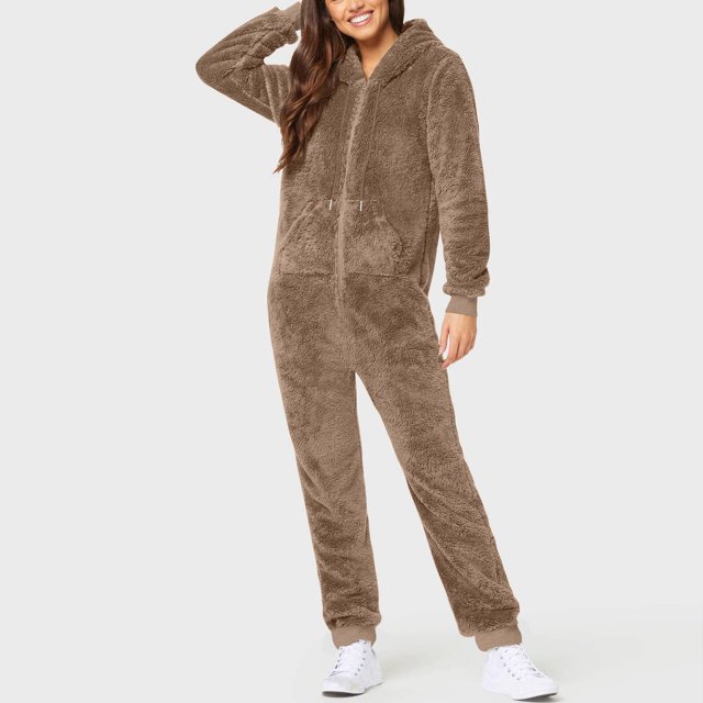 Liquidation d'Hiver Femmes Combinaison à Capuche à Manches Longues Pyjama Décontracté d'Hiver Chaud Combinaison de Nuit Entraînement Combinaisons pour Femmes en Liquidation