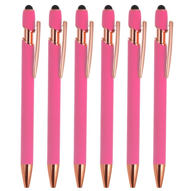 Unique Bargains Stylus Ballpoint Pens with Stylus Tip, Medium Point, 1.0mm, Black Ink, 6 Pack