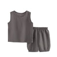 thumbnail image 2 of Gilet pour Garçons, Ensembles de Mode Garçons Décontractés Sans Manches Hauts Col Rond Col Bouton Shorts Imprimés, 2 of 3