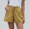 thumbnail image 4 of FNFYFH Clearance Cotton Linen Shorts for Women Summer Drawstring Elastic Waisted Shorts with Pockets Womens Loose Fit Comfy Athletic Workout Shorts Solid Color,Gray S-3XL, 4 of 8