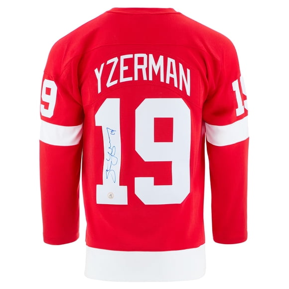 Steve Yzerman A Signé Detroit Red Wings Chandail de la Coupe Stanley 1997 Mitchell et Ness