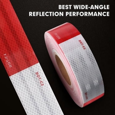 EGNMCR Red And White Reflective Tape Car Truck Body Sticker Annual Inspection Reflective Strip reflective stripe
