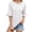 White, variant on HXWCHs Organic Cotton T-shirt Women's Striped Round Neck Mid Sleeve Solid Color Casual Tee Shirt Comfortable Everyday Basic top XL Black
