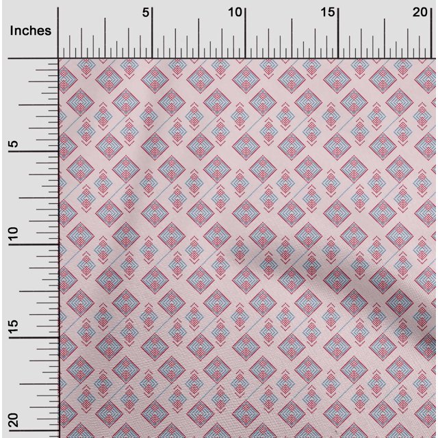 oneOone Polyester Lycra Fabric Diamond Geometric Printed Fabric 1 Yard 56 Inch Wide