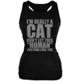 thumbnail image 1 of Halloween Human Cat Costume Black Juniors Soft Tank Top, 1 of 1