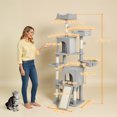 thumbnail image 3 of PawHut 70" Cat Tree, Multi-Level Cat Tower with 2 Condos, Light Grey, 3 of 10