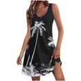 thumbnail image 2 of Ovzne Robes pour Femmes Robe d'Été Mode d'Été pour Femmes Plage Poche Imprimé Sans Manches Robe à Col en V Robe d'Été Imprimée Liquidation, 2 of 7