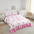 thumbnail image 3 of Erosebridal Bowknot K Bedding Full Comforter Set, Initial A to Z Letter Down Comforter, Geometric Stripe Decor, Reversible, 3 of 8