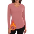 thumbnail image 1 of Timegard Womens Tops Fleece Lined Comfy Skinny Tops V Neck Thermal Underwear Fall Winter Solid Color, 1 of 6