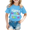 thumbnail image 1 of PMVFHDE T-Shirts Mignons pour Fille T-Shirt à Col Rond Imprimé à Manches Courtes pour Garçons et Filles Bleu Ciel, 8-9 Ans, 1 of 4