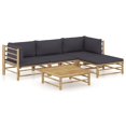 thumbnail image 1 of vidaXL 5 Piece Garden Lounge Set with Dark Grey Cushions Bamboo, 1 of 12
