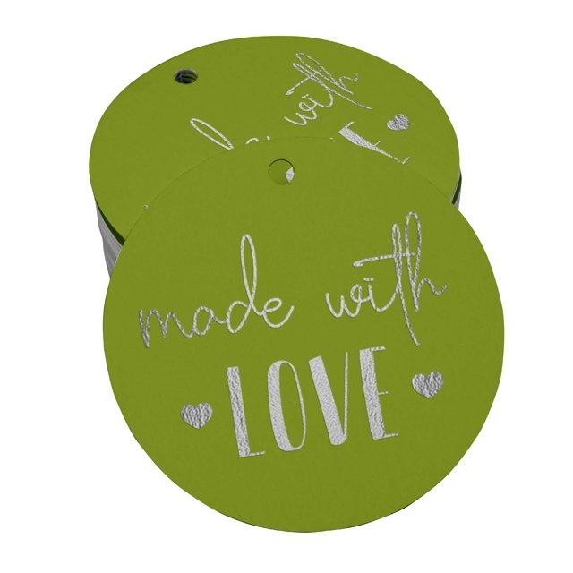 Inkdotpot Made With Love Text Bottle Tag Real Silver Foil Favor Hang Tag 100 Pack