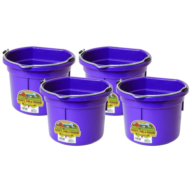 Little Giant Seau en Plastique Tout Usage à Dos Plat de 2 Gallons, Violet, (Lot de 4)