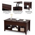 thumbnail image 4 of Topbuy Lift Top Coffee Table with Lower Shelf and Hidden Storage Indoor Furniture Brown, 4 of 7