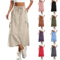 thumbnail image 1 of Sentmoon Long Skirts for Women High Waist Midi Skirts Soft and Comfortable Solid Color with Pockets Regular Fit Athletic Skorts for Women for Work and Office S-2XL, 1 of 9